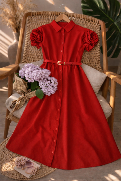 Menekşe Kırmızı Elbise