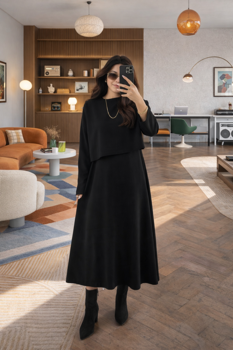 Salto İkili Takım Siyah Elbise  