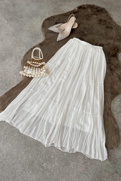 Lara Beyaz Etek