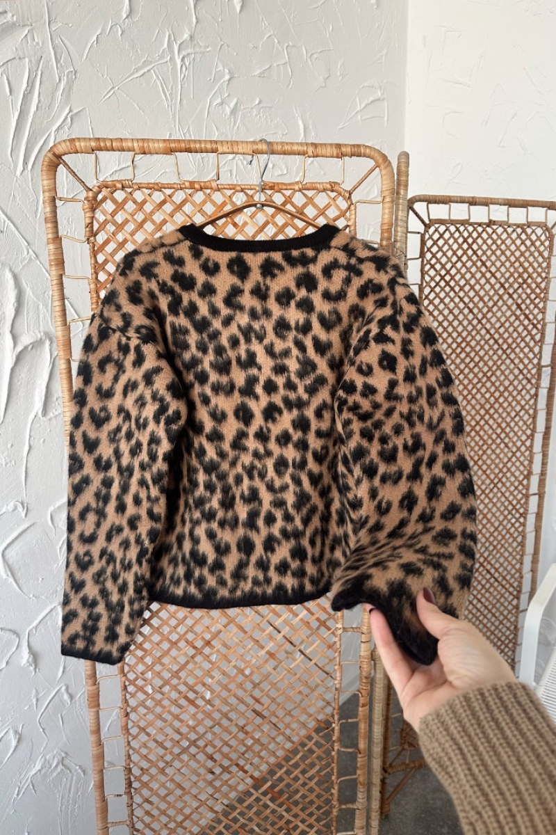 Yumoş Leopar Camel Hırka