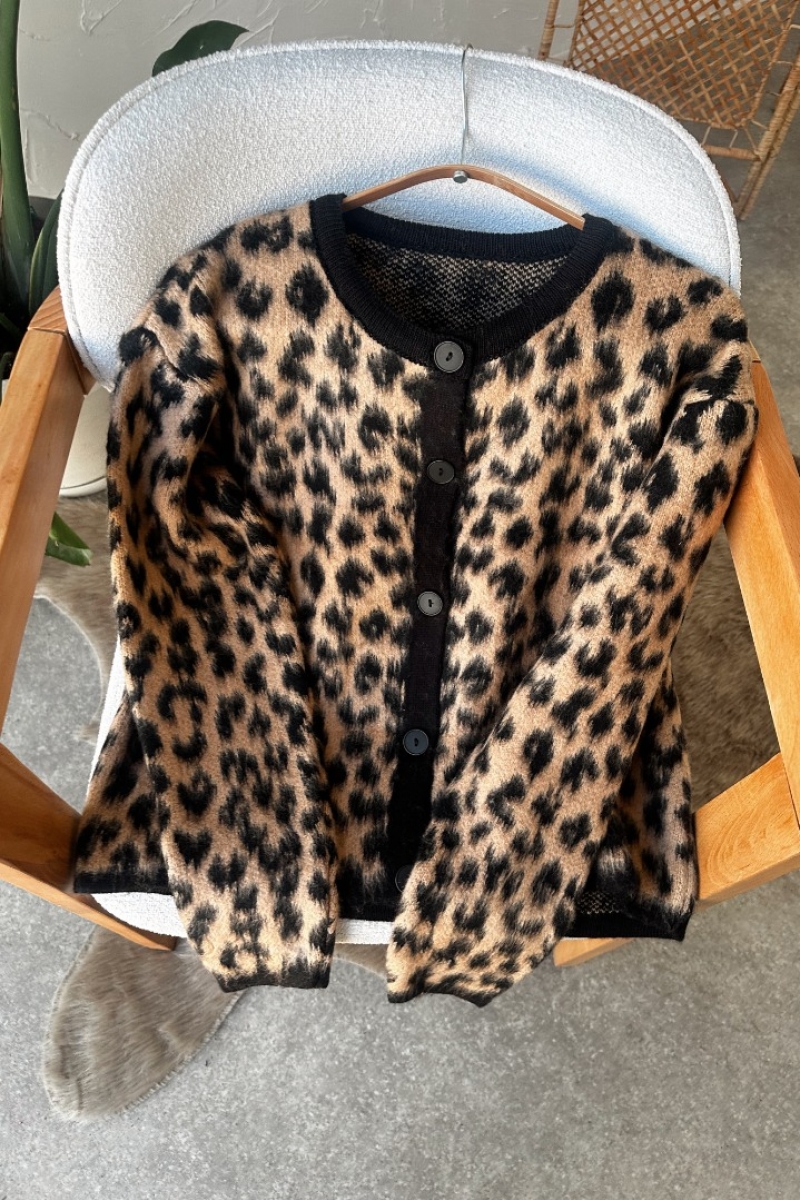 Yumoş Leopar Camel Hırka