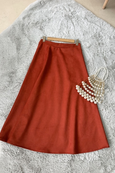 Tina Kiremit Süet Uzun Etek