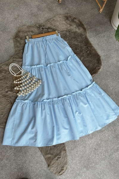 Beril Açık Mavi Kat Kat Etek