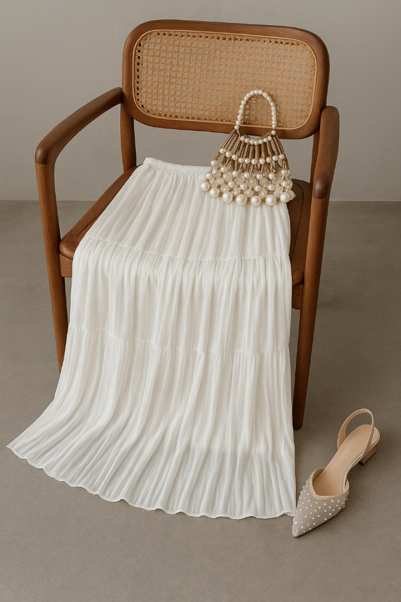 Lara Soft Beyaz Etek