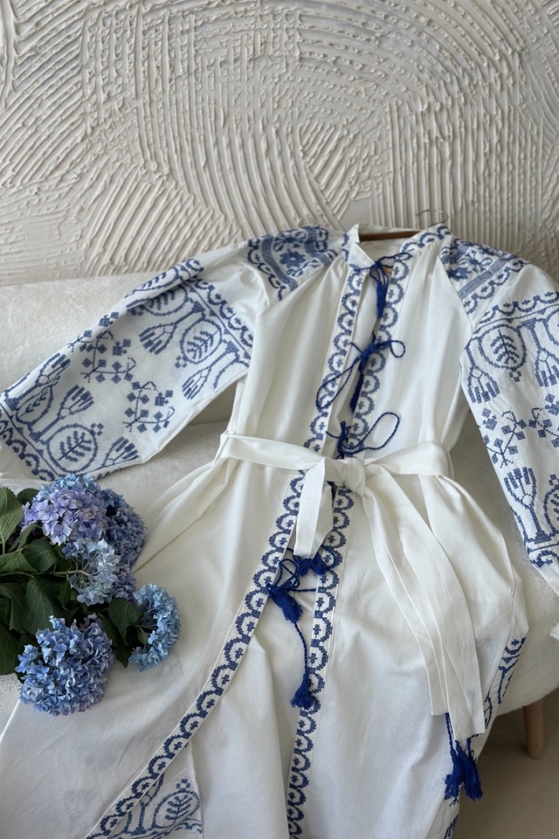Ferza Beyaz Keten Kimono