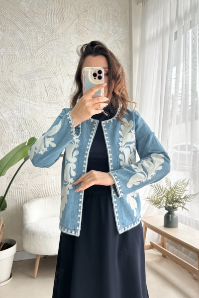 Poll Nergis Açık Mavi Kot Ceket