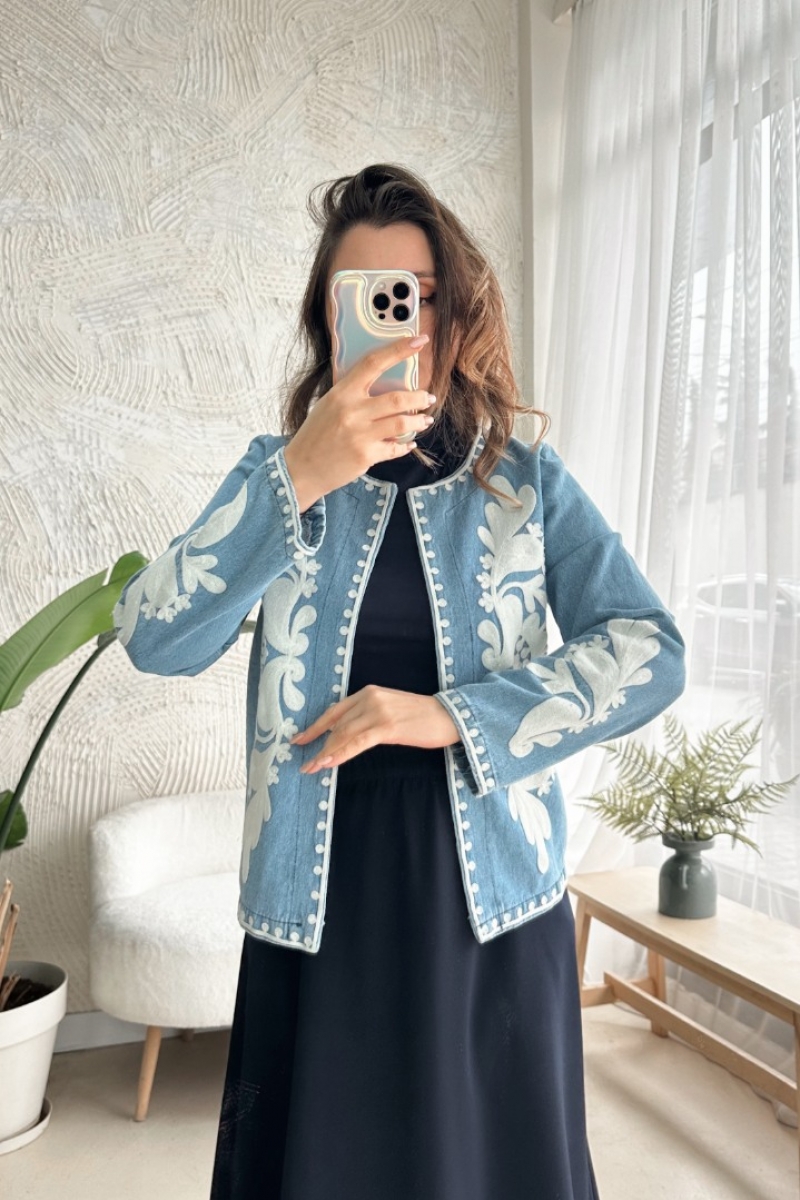 Poll Nergis Açık Mavi Kot Ceket