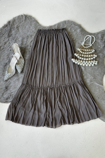 Vala Vizon Uzun Astarlı Pileli Şifon Etek