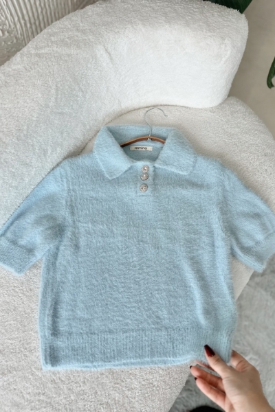 Josep Açık Mavi Kazak