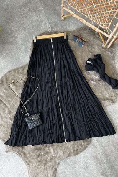 Sara Siyah Fermuarlı Etek