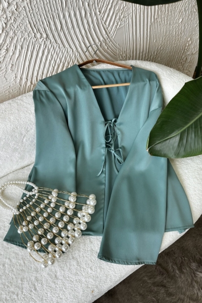 Olivya Mint Saten Gömlek