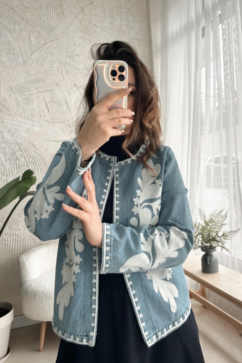 Poll Nergis Açık Mavi Kot Ceket