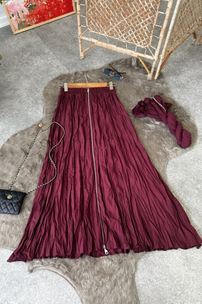 Sara Bordo Fermuarlı Etek