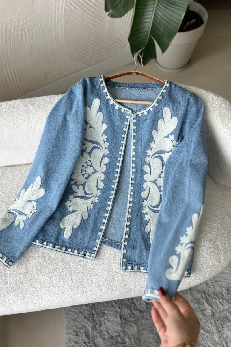 Nergis Açık Mavi Kot Ceket