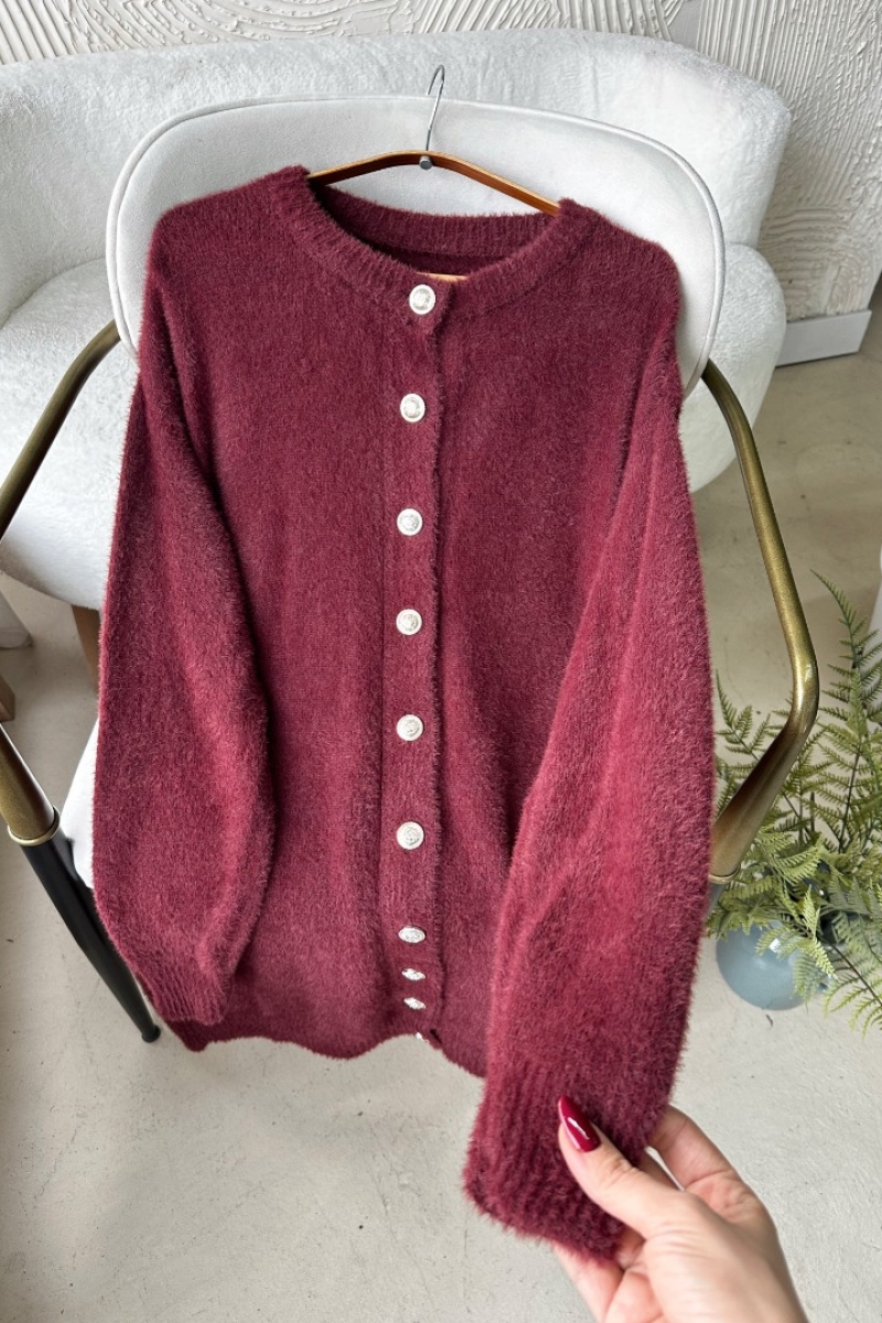 Lance Bordo Uzun Hırka