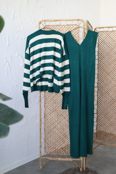 Estela Yeşil Kazaklı Takım Elbise