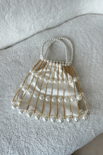 Aller Beyaz İncili El Çantası