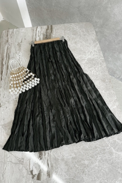 Mati Haki Kırışık Uzun Etek