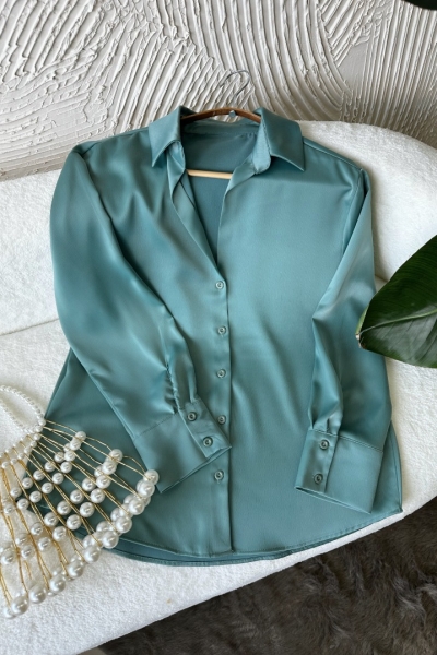 Serra Mint Saten Gömlek