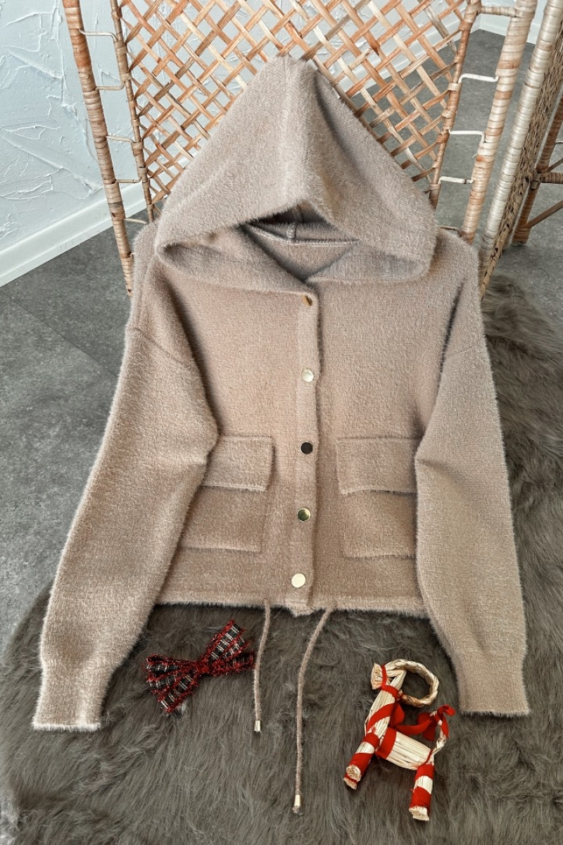 Lauren Camel Triko Bomber Hırka Ceket