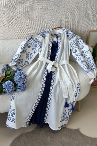 Ferza Beyaz Keten Kimono