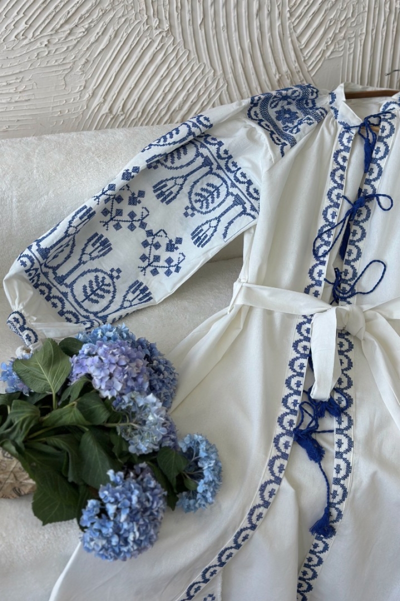 Ferza Beyaz Keten Kimono