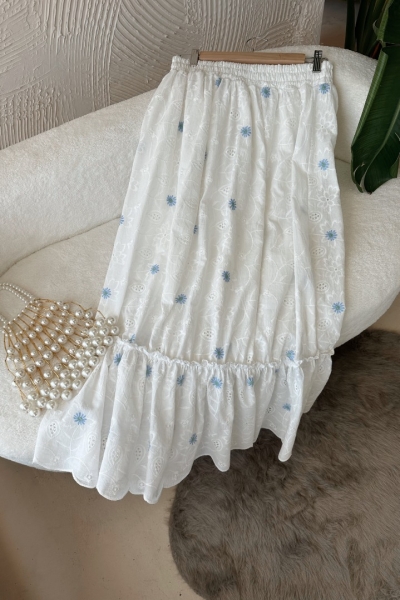 Pelin Mavi Fisto Uzun Etek