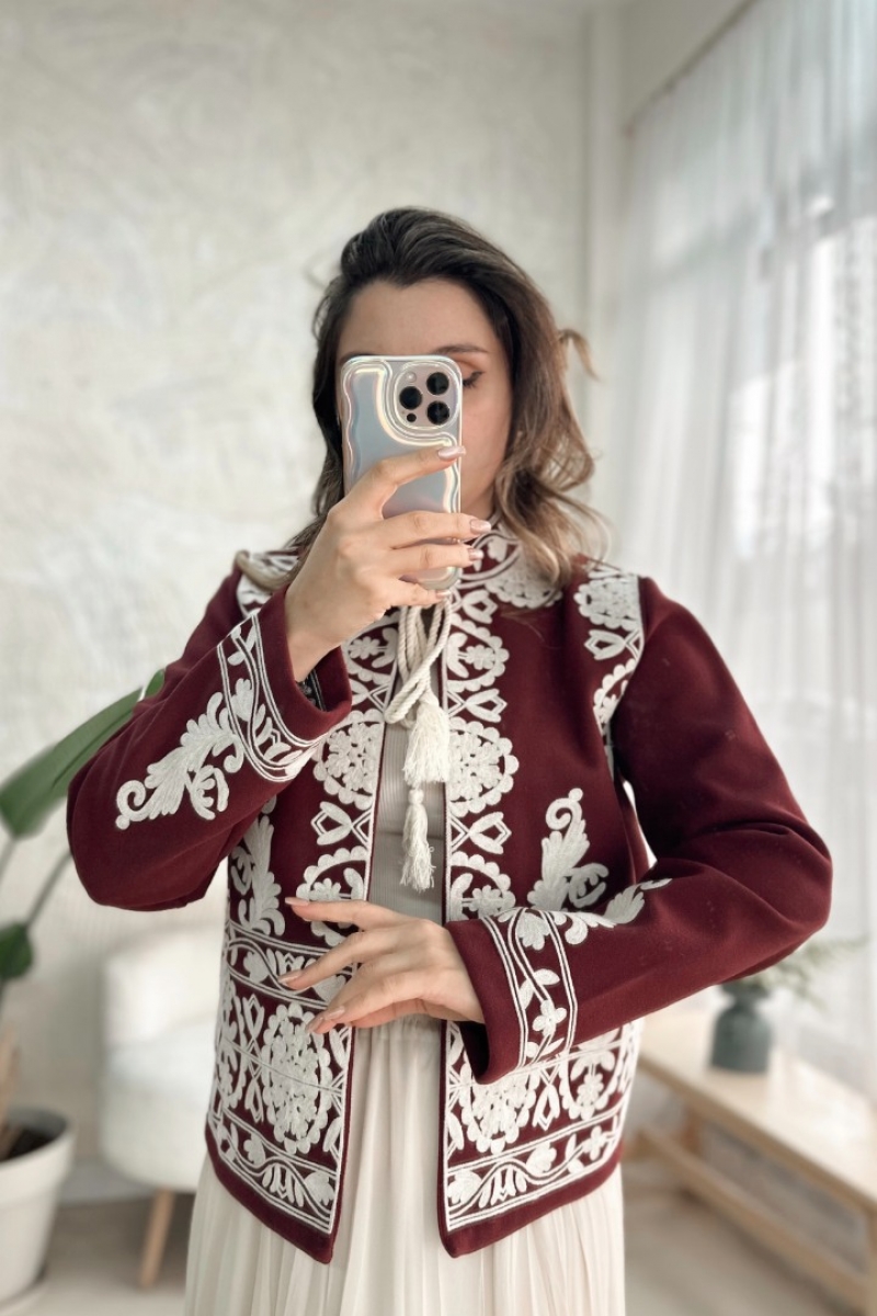 Poll Hira Bordo Ceket