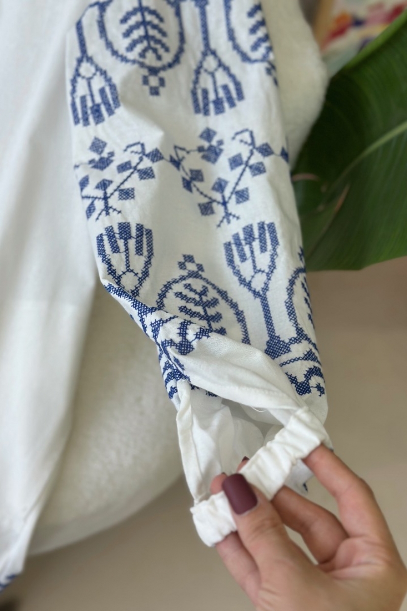 Ferza Beyaz Keten Kimono
