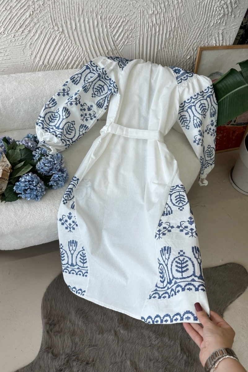 Ferza Beyaz Keten Kimono