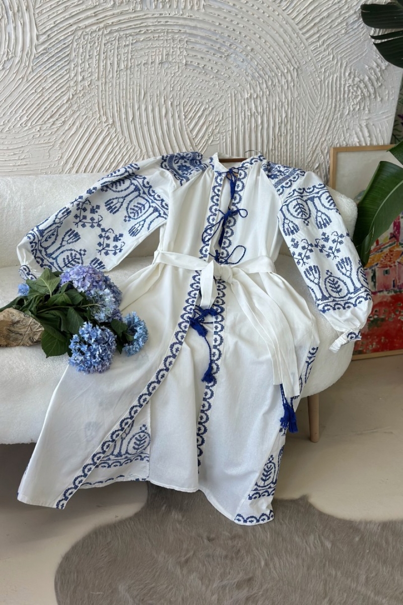 Ferza Beyaz Keten Kimono