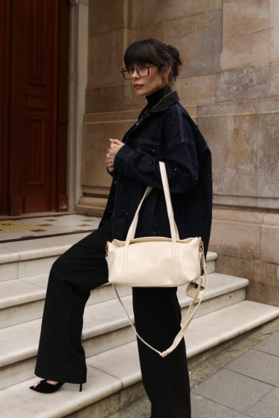 Romeo Ekru Omuz Çantası