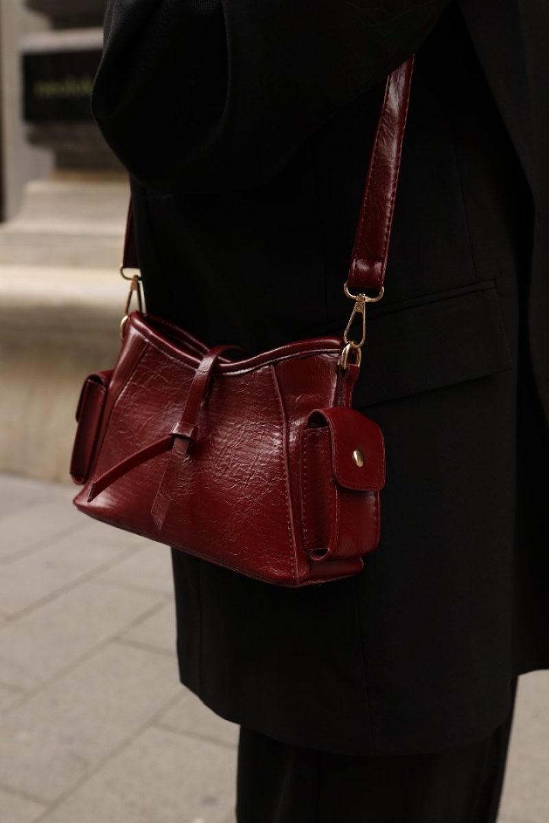 Agnola Bordo Kadın Çapraz Askılı Çanta
