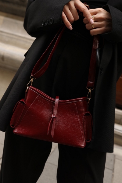 Agnola Bordo Kadın Çapraz Askılı Çanta