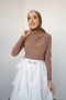 Zahel Camel Drapeli Dik Yaka Bluz 