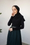 Zahel Siyah Drapeli Dik Yaka Bluz