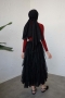 Hc Ela Siyah Tül Fırfırlı Etek