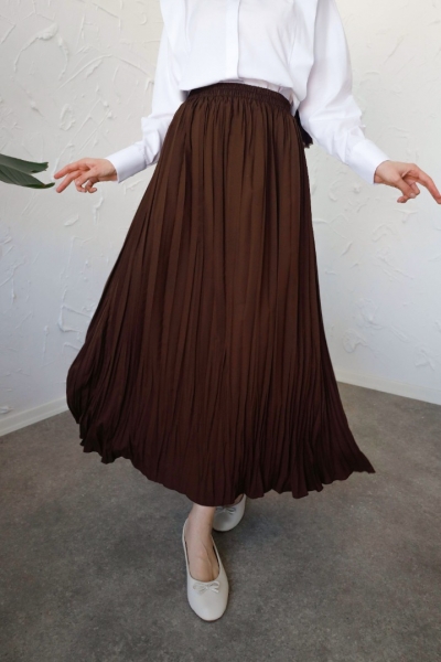 Crash Acı Kahve Kloş Uzun Etek