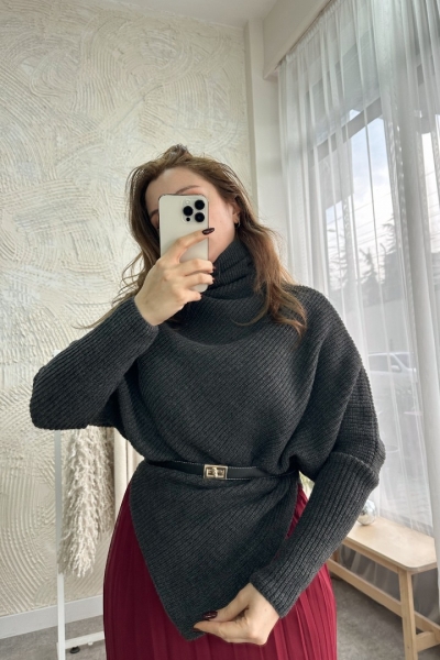 Rachel Antrasit Triko Kazak Panço