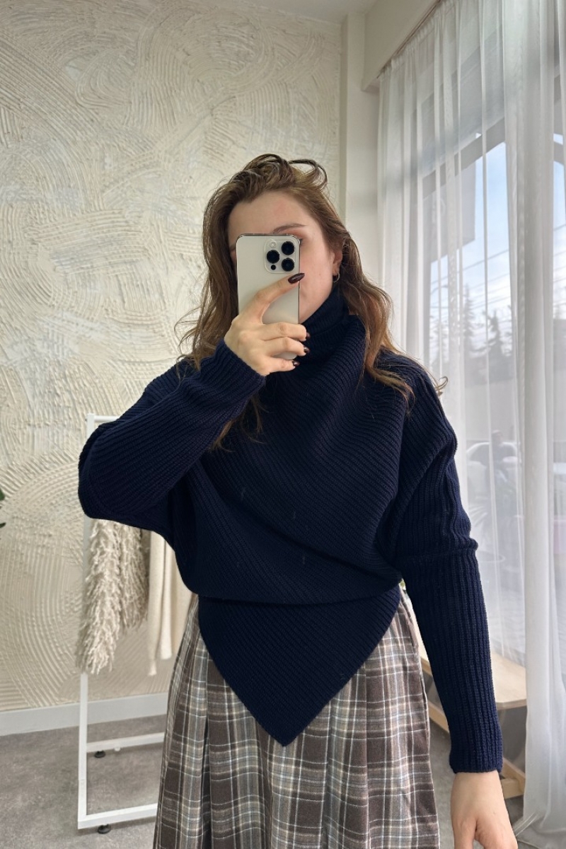 Rachel Lacivert Triko Kazak Panço