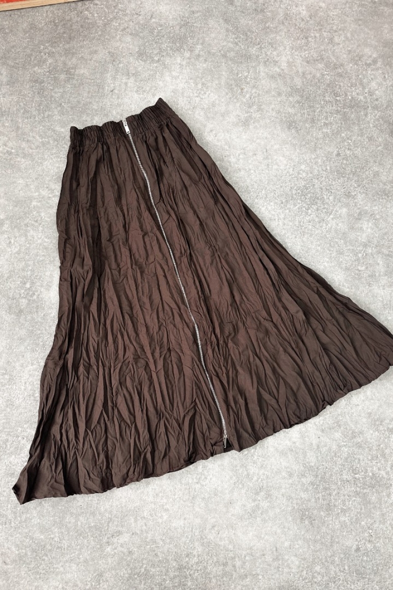 Sara Acı Kahve Fermuarlı Etek