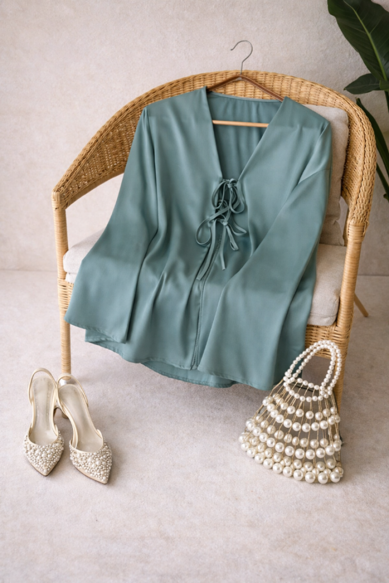 Olivya Mint Saten Gömlek