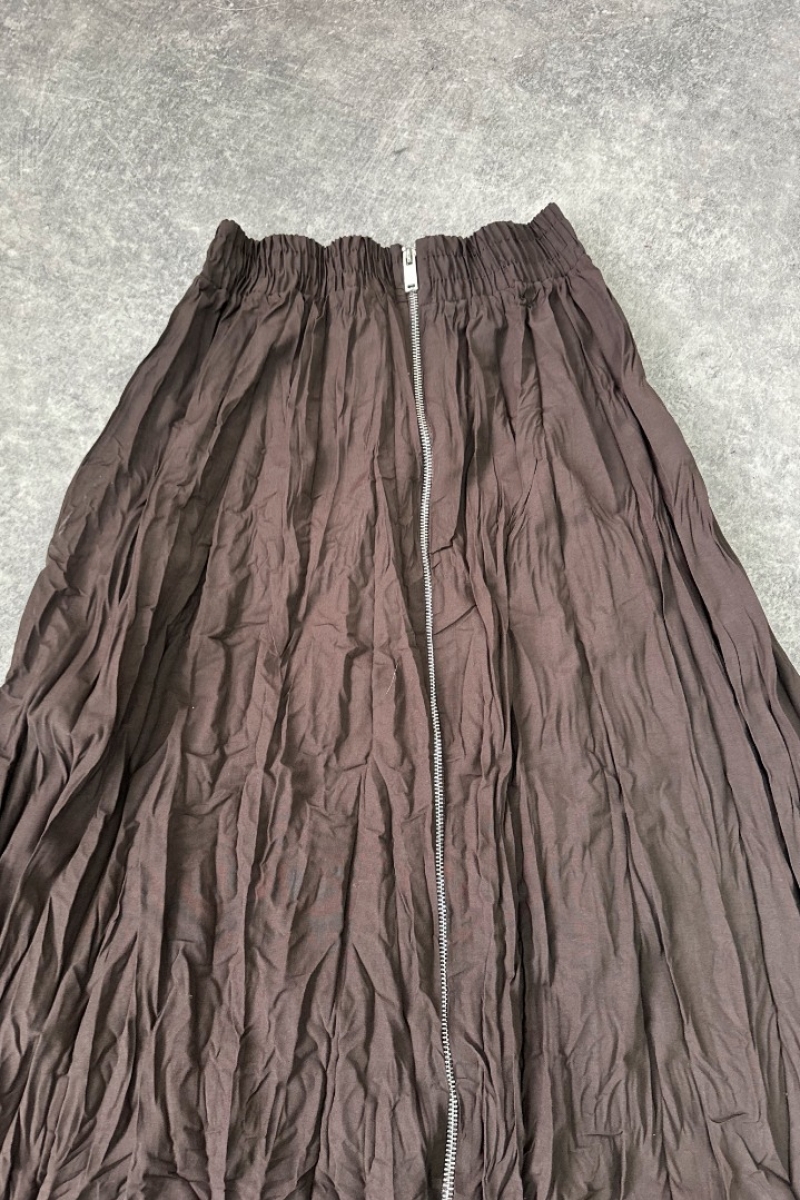 Sara Acı Kahve Fermuarlı Etek