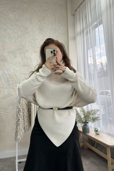 Rachel Ekru Triko Kazak Panço