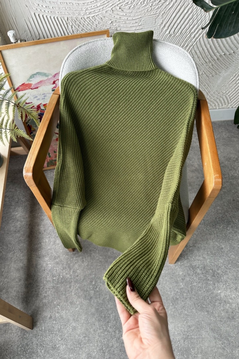 Rachel Yeşil Triko Kazak Panço