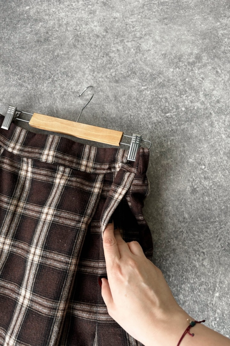 Rebeca Acı Kahve Ekose Etek