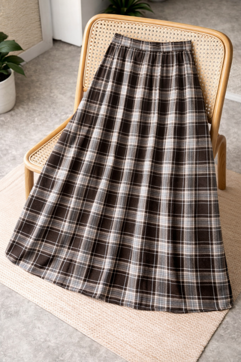 Rebeca Kahverengi Ekose Etek