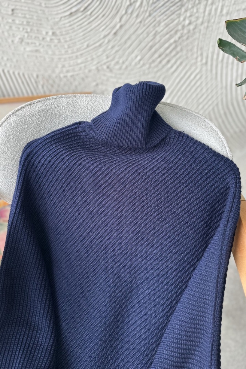 Rachel Lacivert Triko Kazak Panço