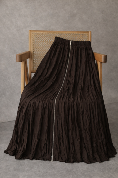 Sarra Acı Kahve Fermuarlı Etek