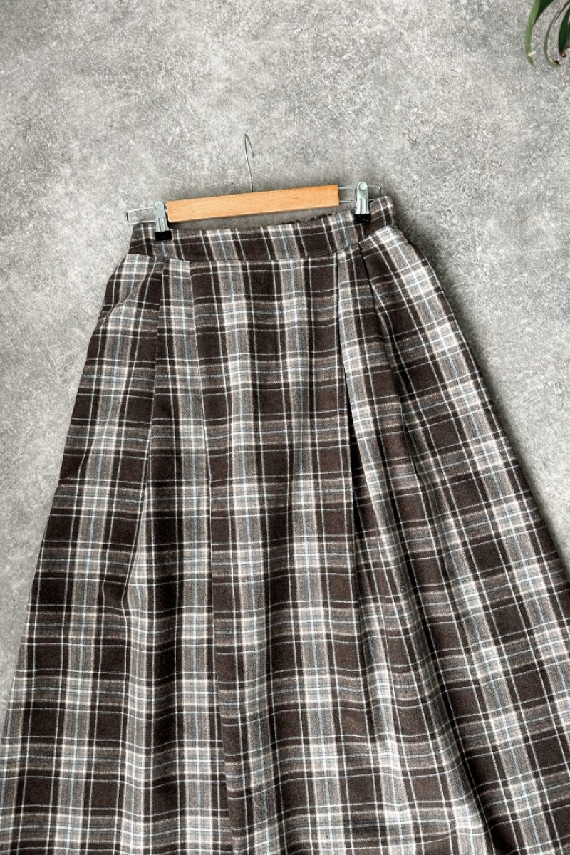 Rebeca Kahverengi Ekose Etek